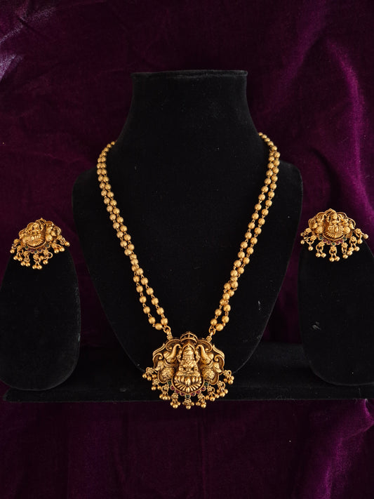Nagas Lakshmi Pendant Haram With Earrings