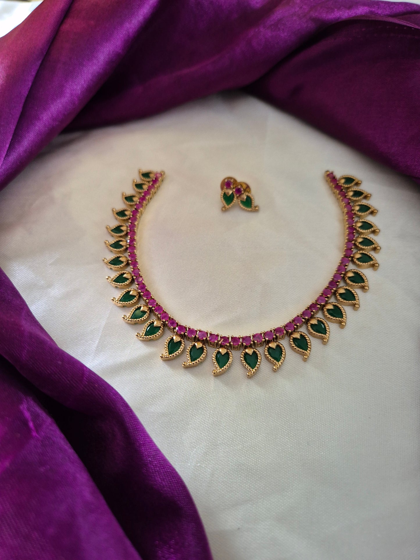 AD Palakka Necklace with Earrings Set