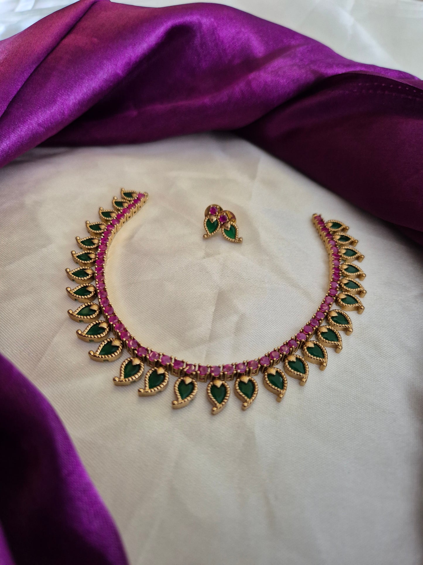 AD Palakka Necklace with Earrings Set