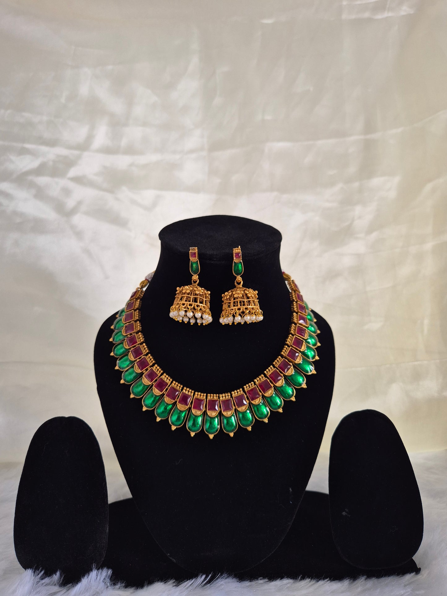 Kovai Palakka Necklace With Earrings Set