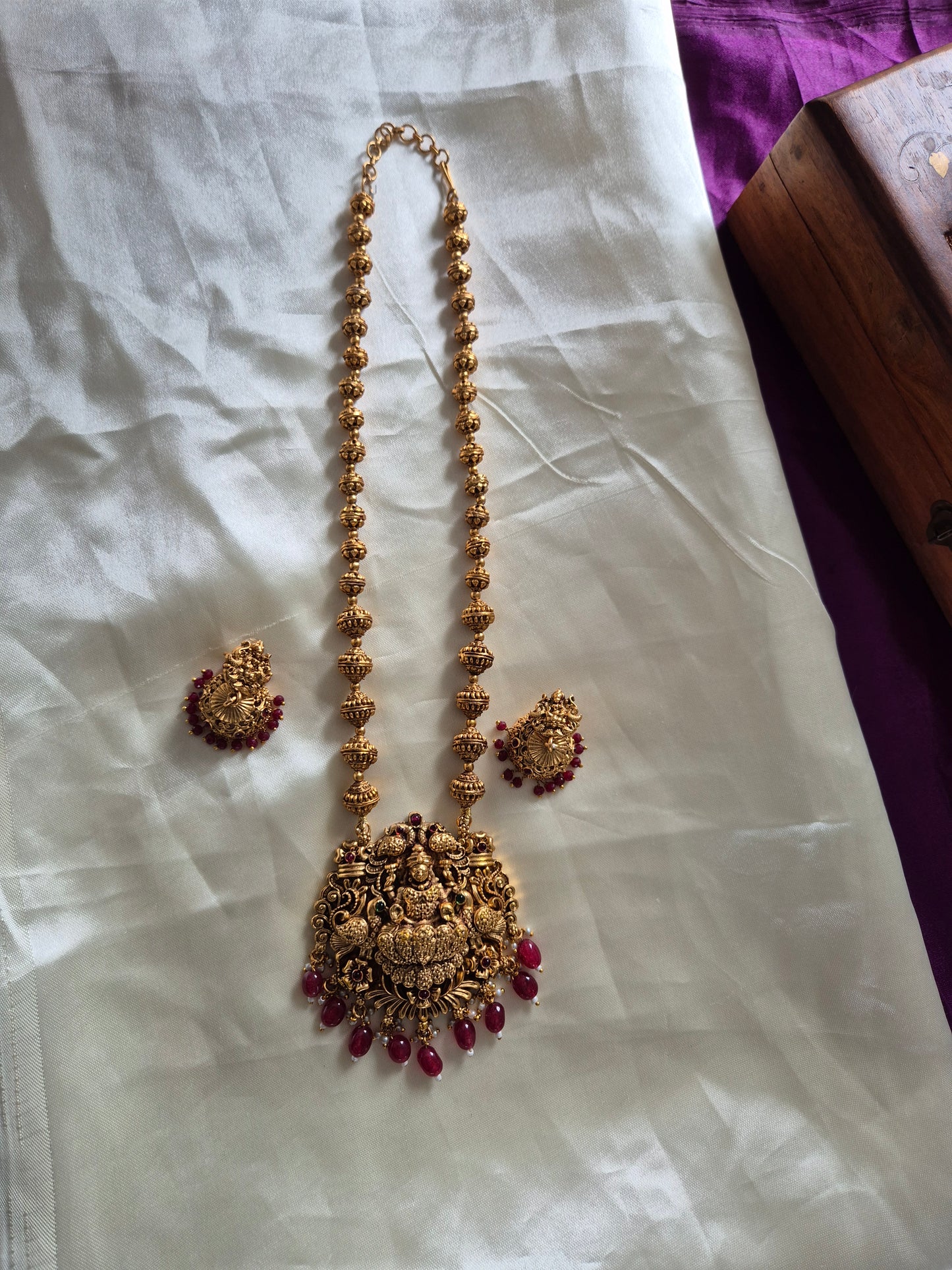 Beaded Chain With Devi Haram With Jhumkas