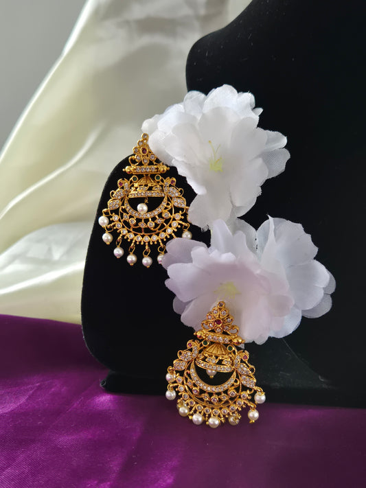 AD Stone Chand Bali Earrings