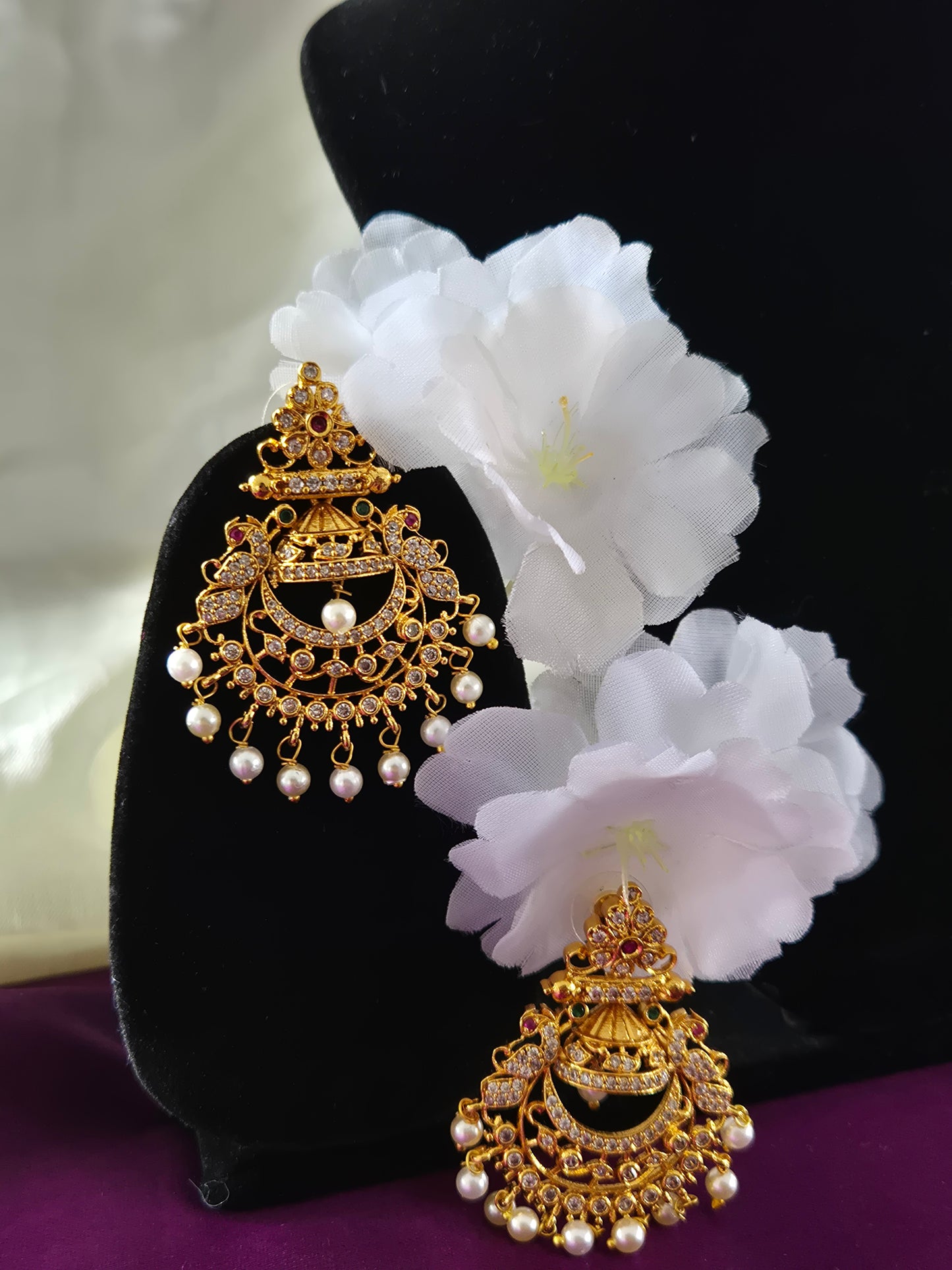 AD Stone Chand Bali Earrings
