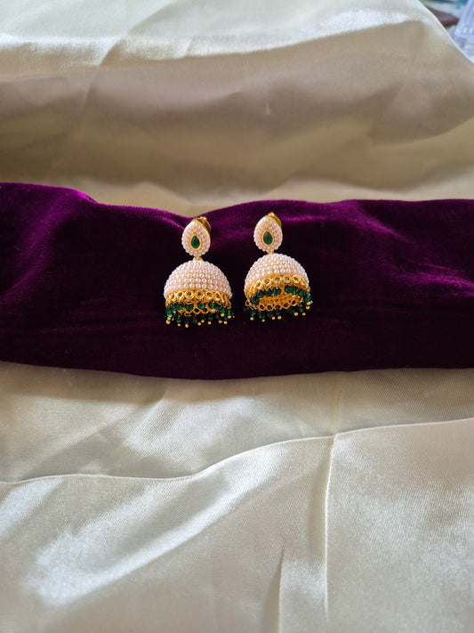 Elegant Pearl Jhumkas