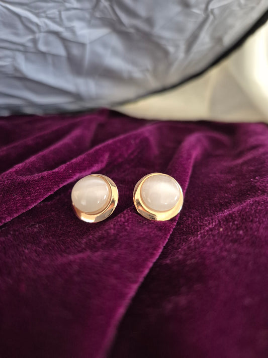 Moon Stone Stud Earrings
