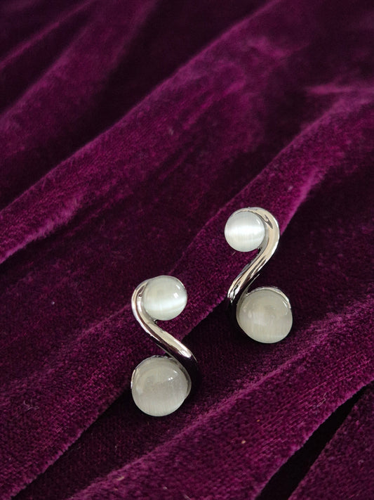 S Shaped Moon Stone Stud