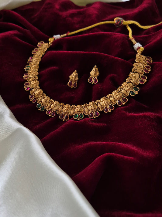Antique Lakshmi Necklace with Earrings set