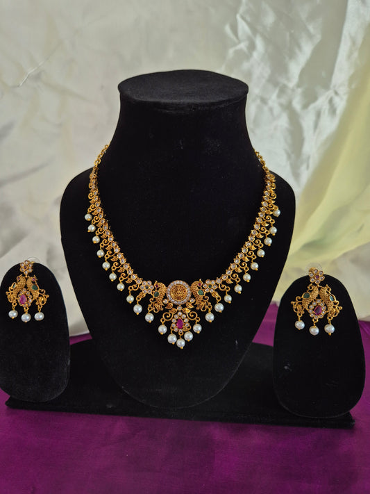 Antique AD necklace with Earrings Set