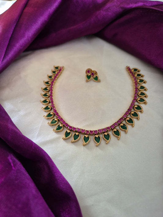 AD Palakka Necklace with Earrings Set