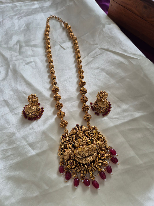 Beaded Chain With Devi Haram With Jhumkas