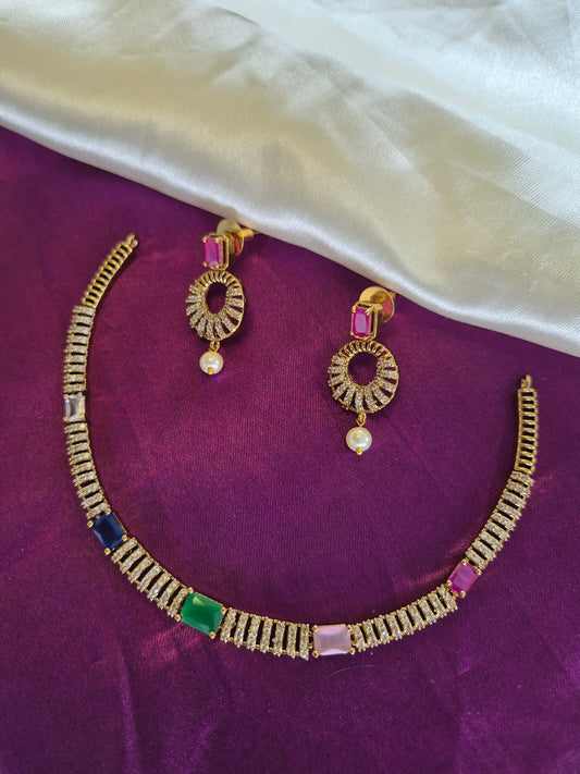 AD Multicolour Necklace Set