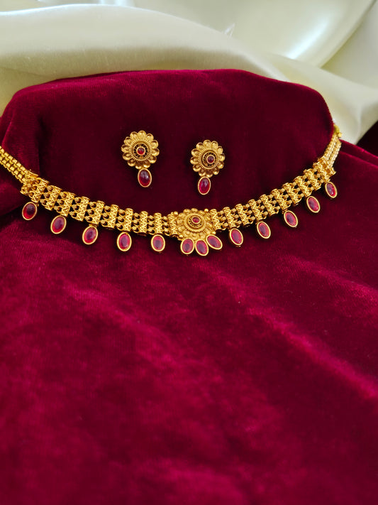 Premium Choker Necklace with Earrings set